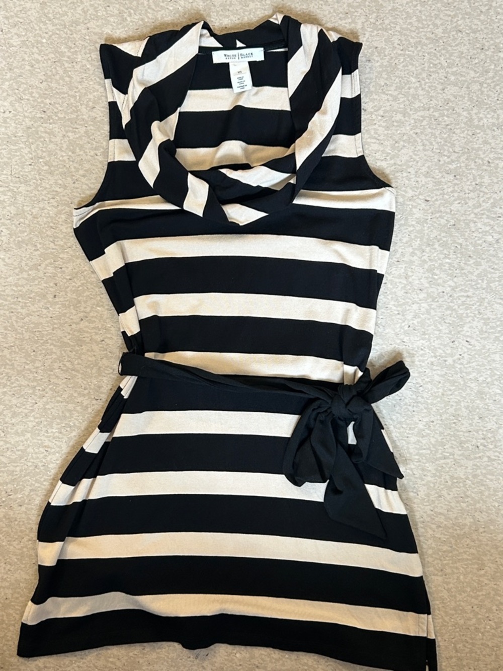 White House Black Market Black and Cream Striped Dress/Top size XS